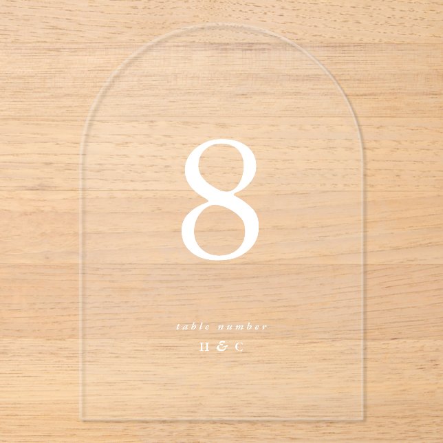 Números de tabla acrílicos simples y modernos de B (Anverso)