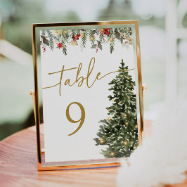 Números de tabla de Boda de las luces de árbol de 