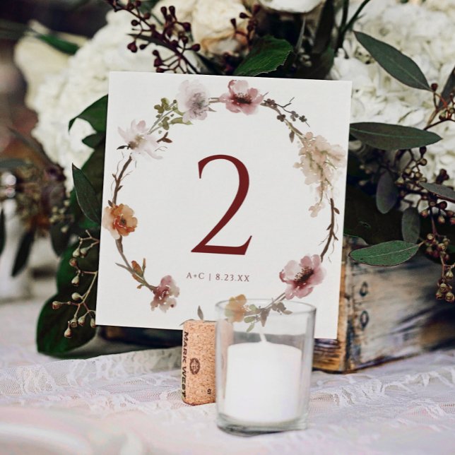 Números de tabla de Boda floral de Boho Terracotta (Subido por el creador)