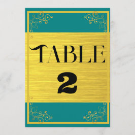 Números de tabla de Boda verde azul oscuro