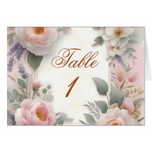 Números de tabla de bodas de jardín romántico