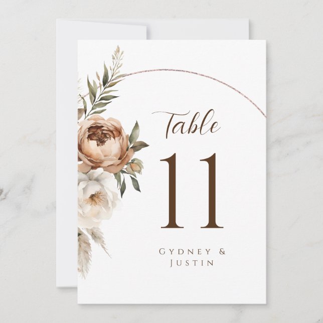 Números de tabla de Bodas de pampas florales de en (Anverso)