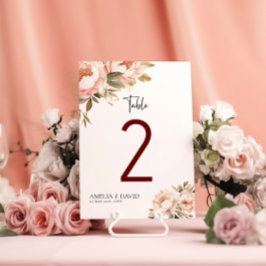 Números de tabla de Bodas florales de Boho de colo