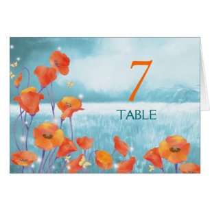 Números de tabla de carpas de Boda de amapola roja