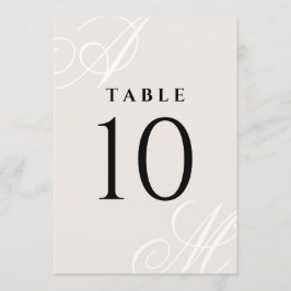 Números de tabla de monograma elegante neutro de m