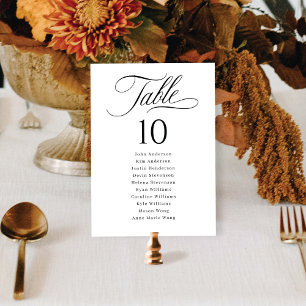 Números de tabla de tablas de Boda de guiones eleg
