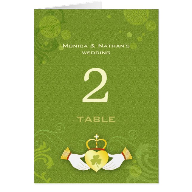 Números de tabla del Boda irlandés Claddagh Ring G (Frente)