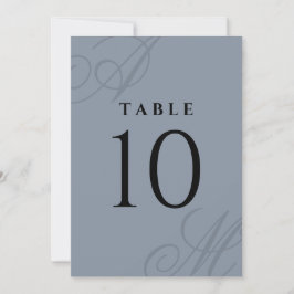 Números de tabla monograma simple y turbio azul el