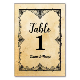 Números de tabla Tarjetas de marco gótico Boda Hal