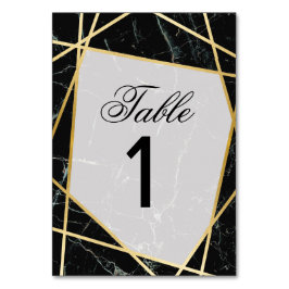 Números de tabla Tarjetas elegantes de mármol negr