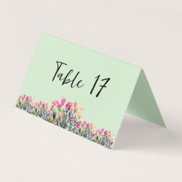 Números de tabla verde de la menta floral Tarjeta