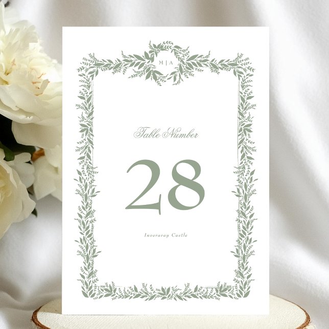 Números de tabla Wreath Classic de 5 x 7 monogramo (Subido por el creador)