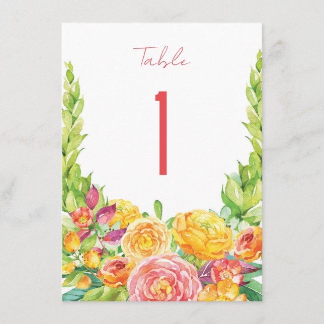 Números de tablas de flores de verano (Anverso)
