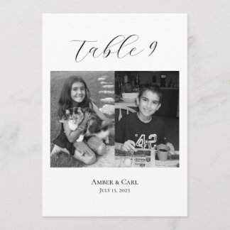 Números de tarjeta de mesa de fotos de la infancia