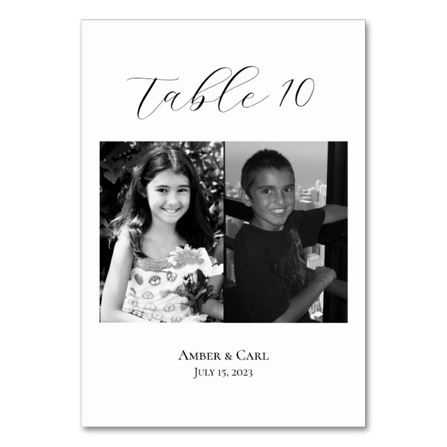 Números de tarjetas de Boda de fotos de niños de e (Anverso)