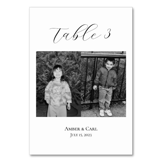 Números de tarjetas de Boda de fotos de niños de e (Anverso)
