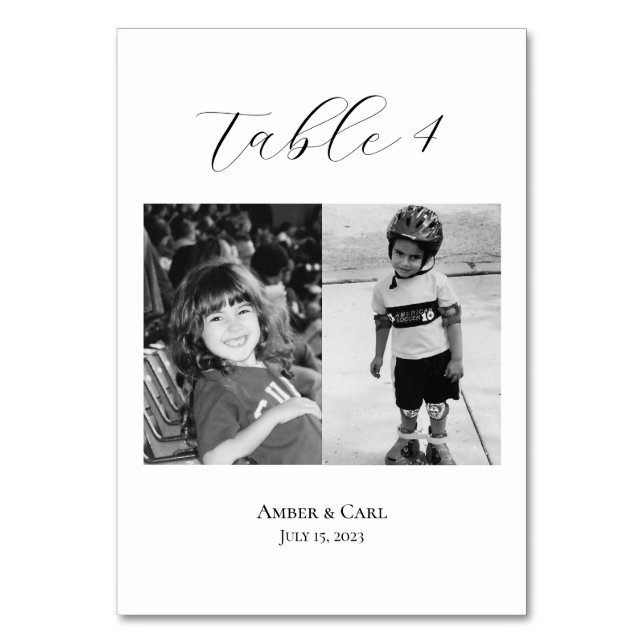 Números de tarjetas de Boda de fotos de niños de e (Anverso)