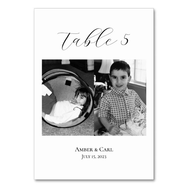 Números de tarjetas de Boda de fotos de niños de e (Anverso)