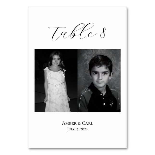 Números de tarjetas de Boda de fotos de niños de e (Anverso)