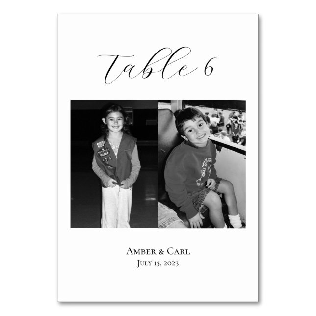 Números de tarjetas de Boda de fotos de niños de e (Anverso)