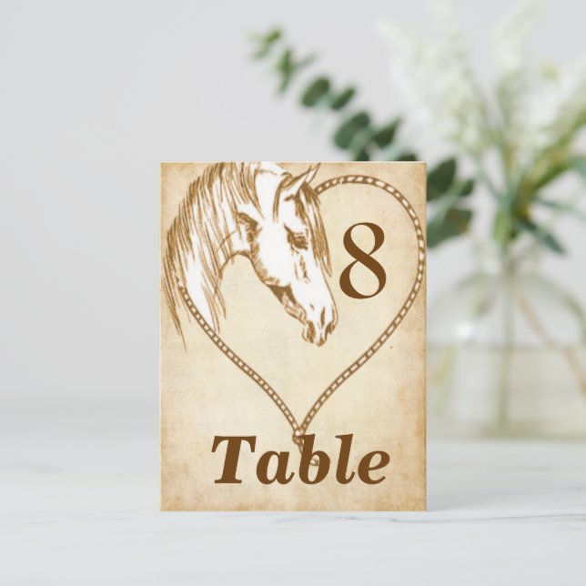 Números de tarjetas de mesa de Boda occidentales P (Anverso de pie)