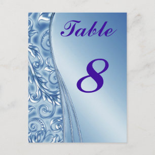 Números de tarjetas de tabla de Boda azul postal