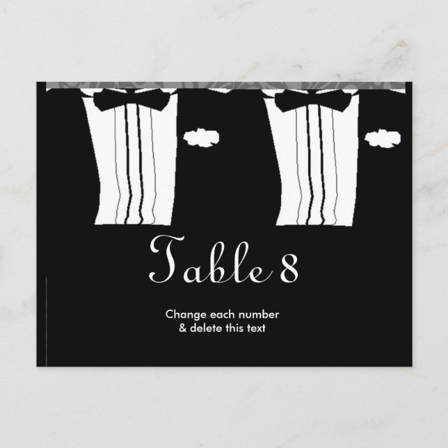 Números de tarjetas de tabla de Boda gay Postcard (Anverso)