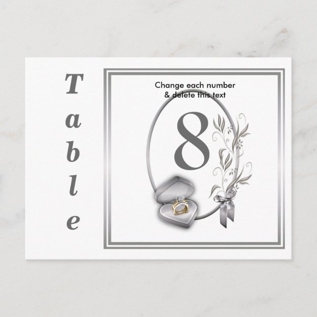 Números de tarjetas de tabla de boda Postcard (Anverso)