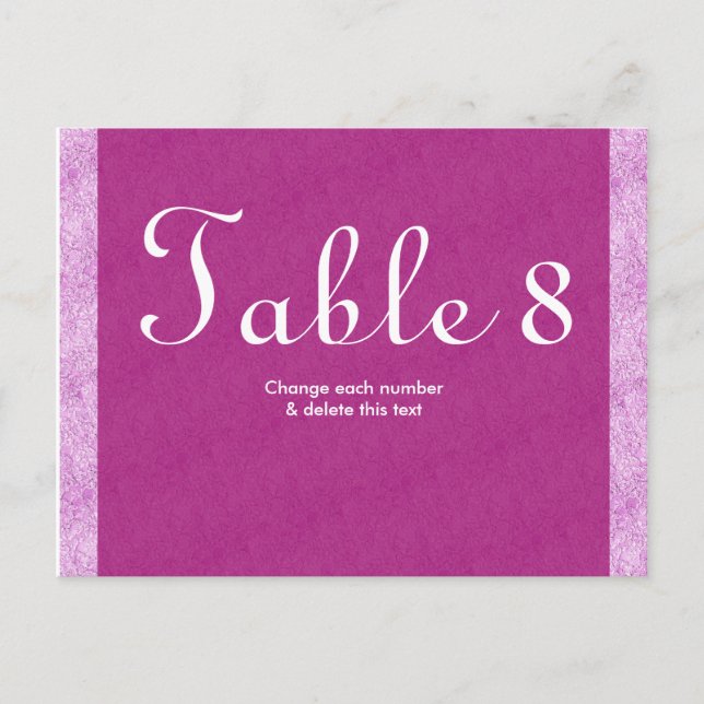 Números de tarjetas de tabla de boda Postcard (Anverso)