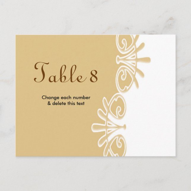 Números de tarjetas de tabla de boda Postcard (Anverso)