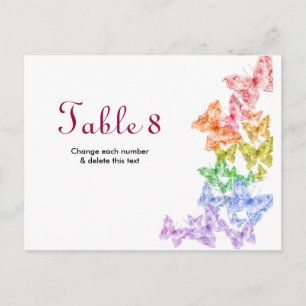 Números de tarjetas postales para la tabla de Boda