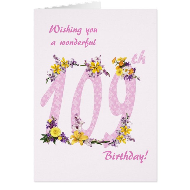 Números decorados con flores de cumpleaños 109 (Frente)