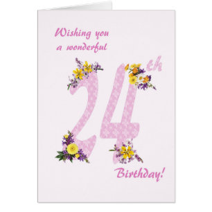 Números decorados con flores de cumpleaños 24