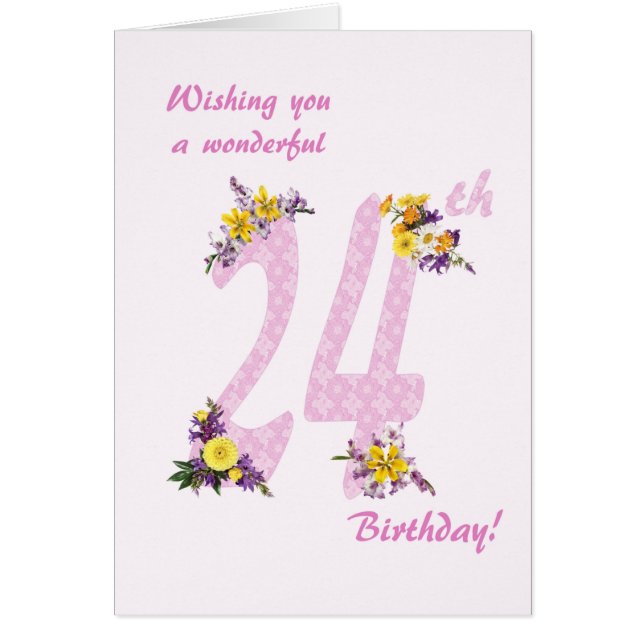 Números decorados con flores de cumpleaños 24 (Frente)