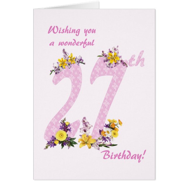 Números decorados con flores de cumpleaños 27 (Frente)