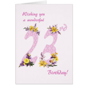 Números decorados de flores de cumpleaños 23
