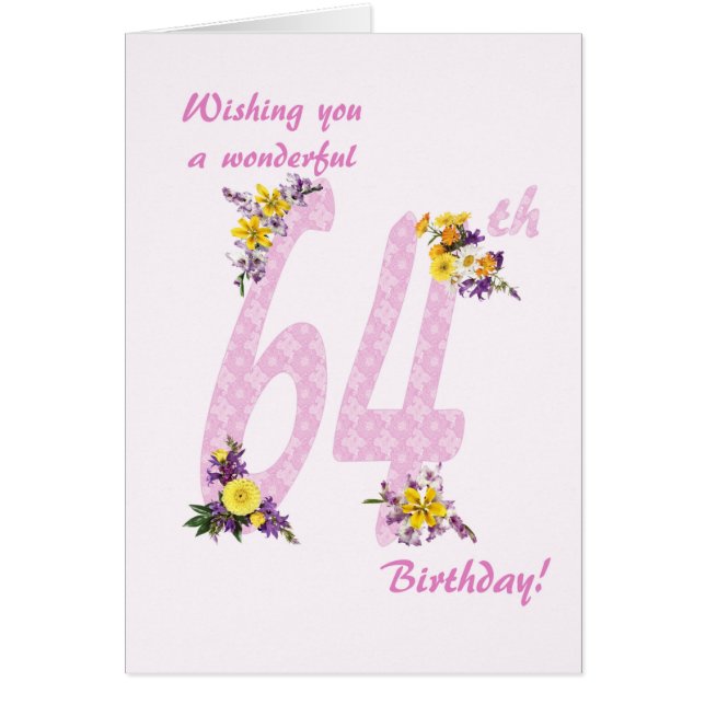 Números decorados de las flores de cumpleaños 64 (Frente)