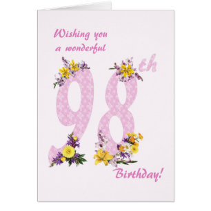 Números decorados de las flores de cumpleaños 98