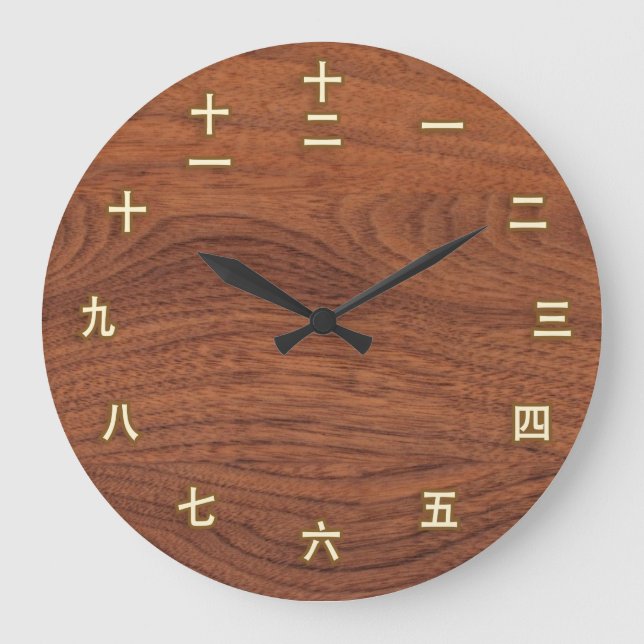 Números del kanji en el reloj de pared de madera (Anverso)