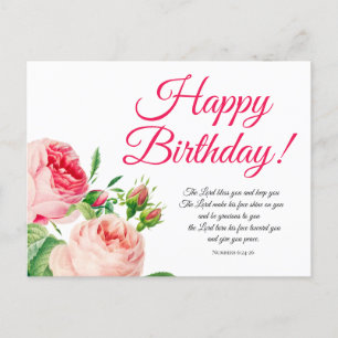 Números florales 6:24-26 Tarjeta postal de cumplea