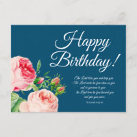 Números florales 6:24-26 Tarjeta postal de cumplea