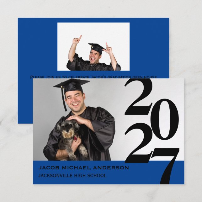 Números fuera del centro - Invitación de graduació (Anverso / Reverso)