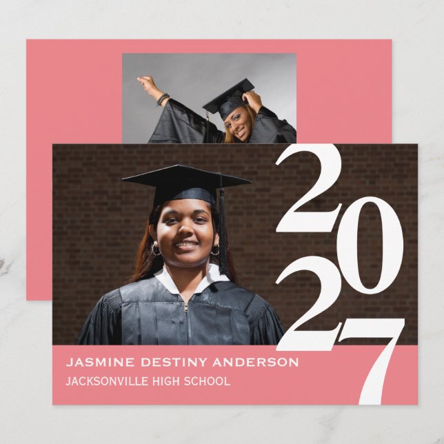 Números grandes descentrados: anuncio de graduació (Anverso / Reverso)