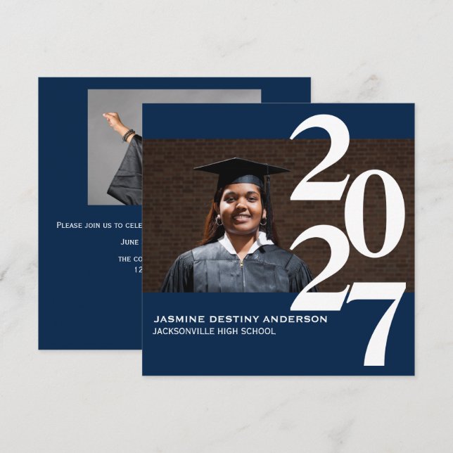Números grandes descentrados: anuncio de graduació (Anverso / Reverso)