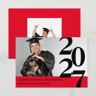 Números Grandes Rojo - Anuncio de Graduación 3x5
