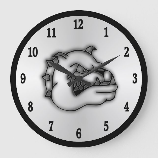 Números negros de reloj de pared de Bulldog loco (Anverso)