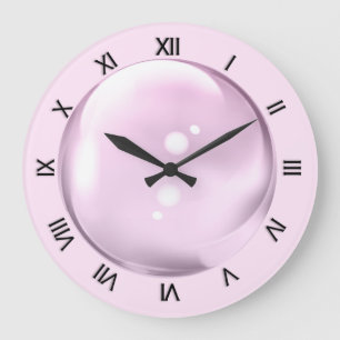 Números negros del reloj rosa de la burbuja