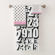 Números Niños puntos blancos negros rosados