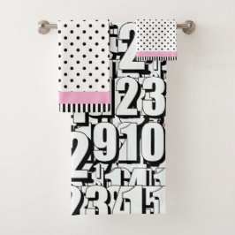 Números Niños puntos blancos negros rosados