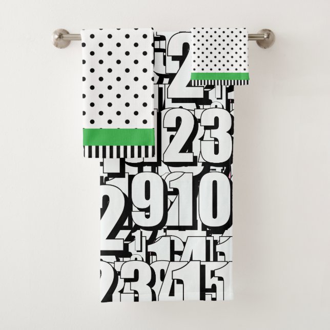 Números Niños puntos blancos negros Verde (In situ)